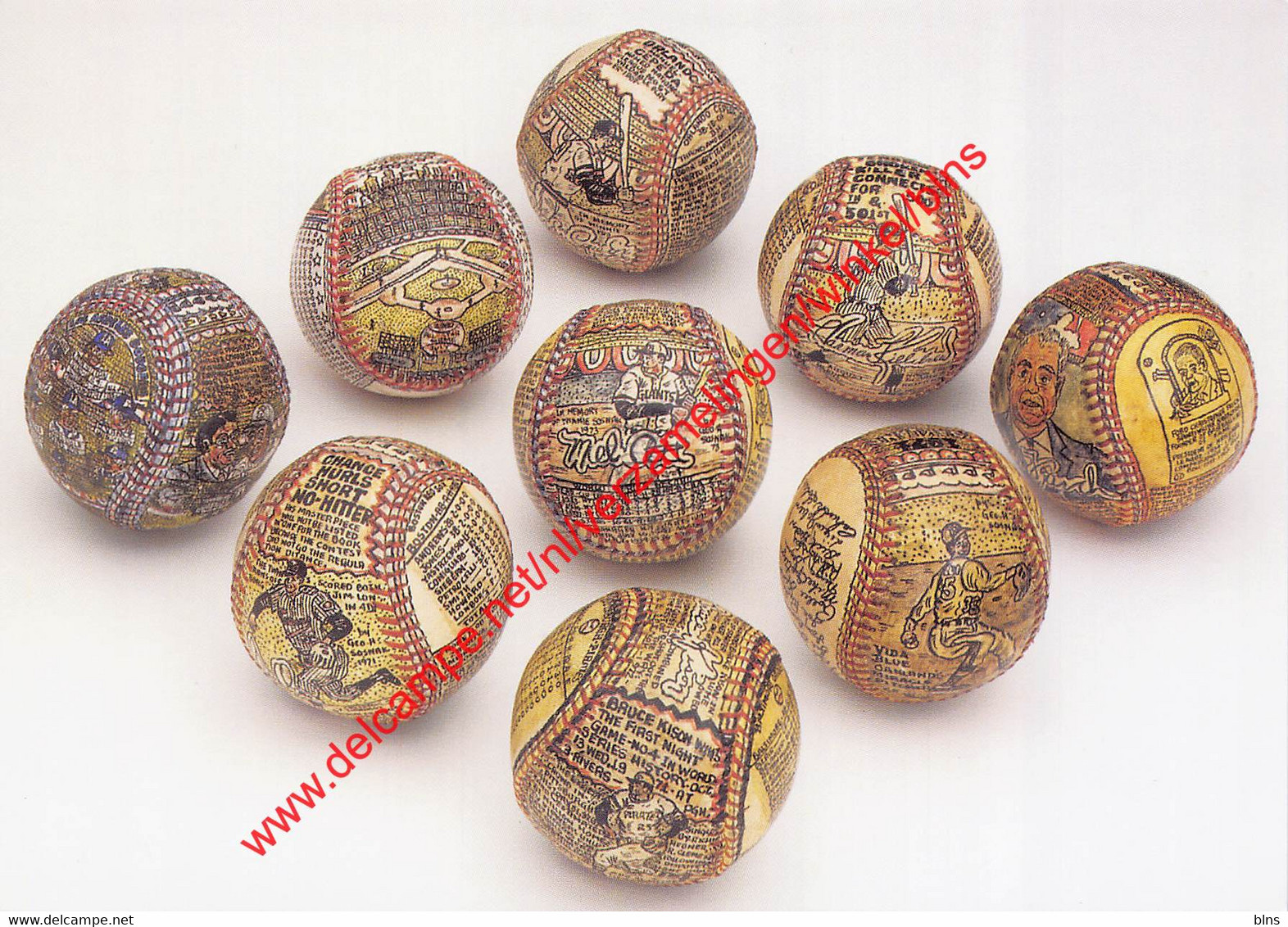 Nine Decorated Baseballs - George Sosnak - America Looks At Baseball - Honkbal