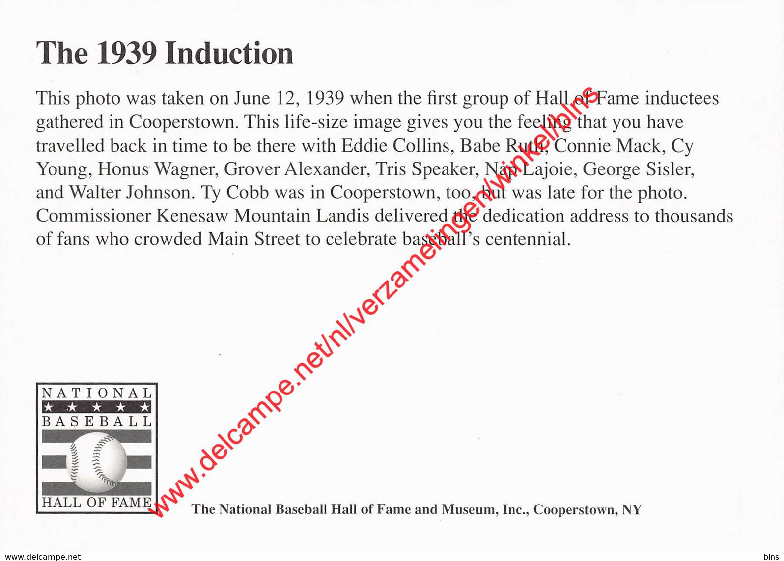 Induction Day 1939 - The National Baseball Hall Of Fame And Museum - Cooperstown New York - Baseball