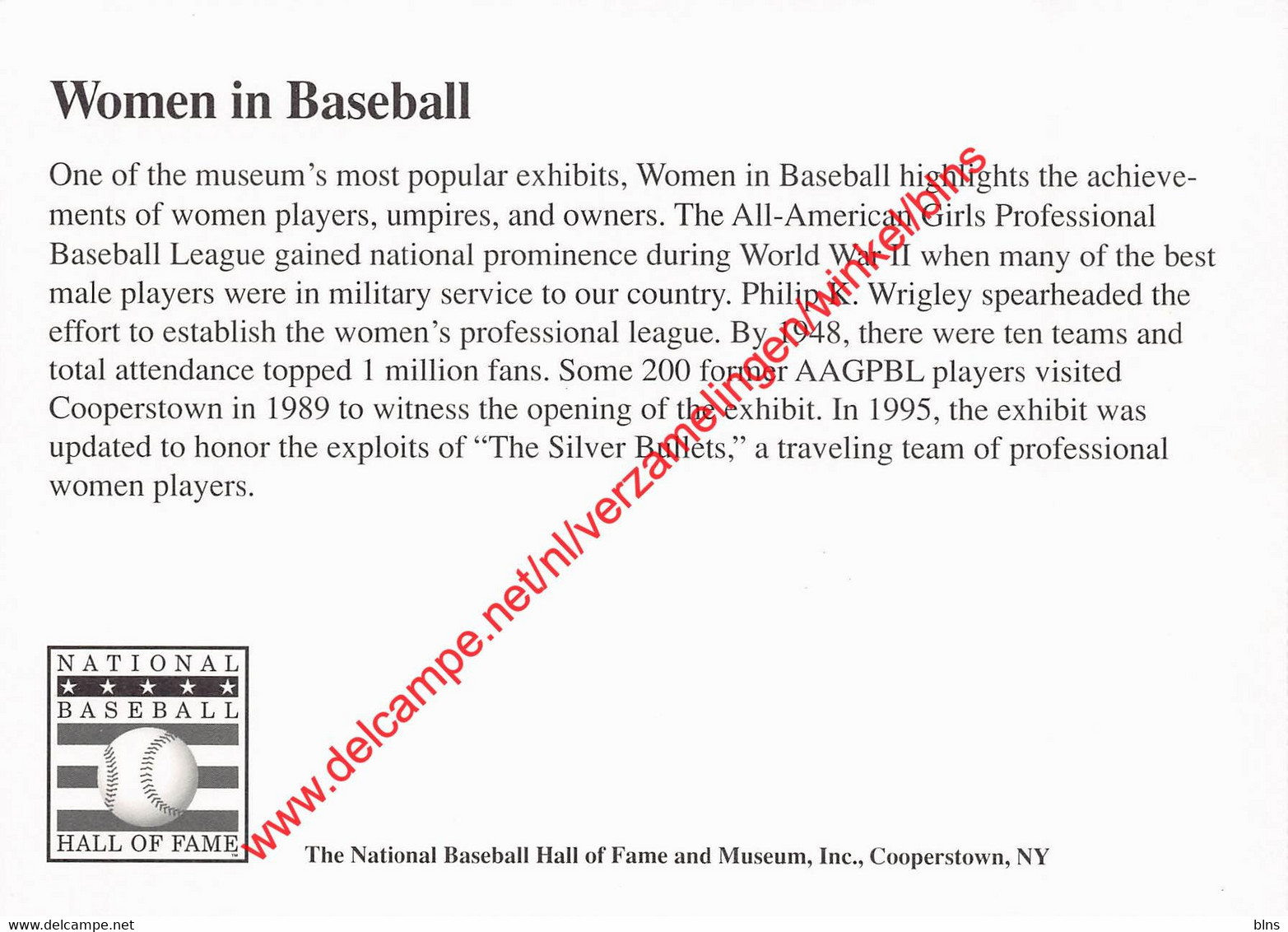 Women In Baseball - The National Baseball Hall Of Fame And Museum - Cooperstown New York - Honkbal