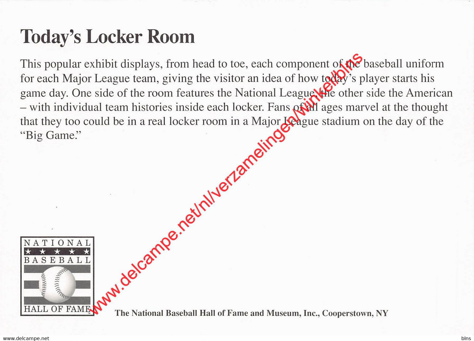 Today's Locker Room - The National Baseball Hall Of Fame And Museum - Cooperstown New York - Honkbal