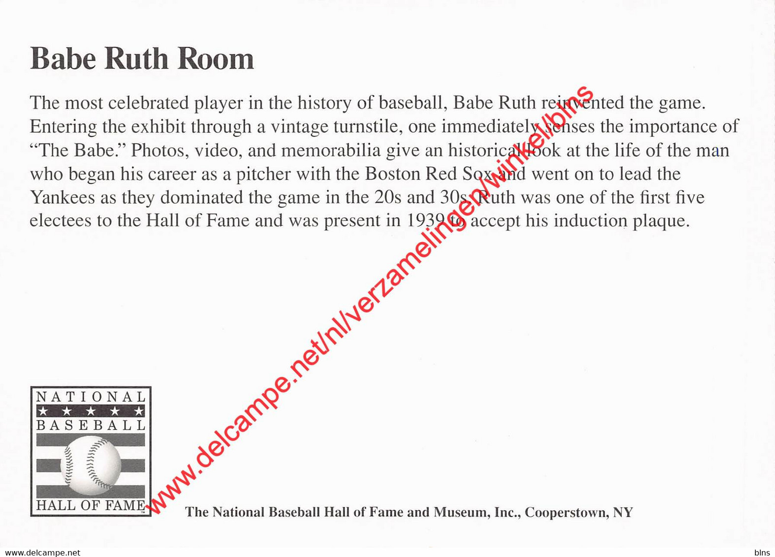 Babe Ruth Room - The National Baseball Hall Of Fame And Museum - Cooperstown New York - Baseball