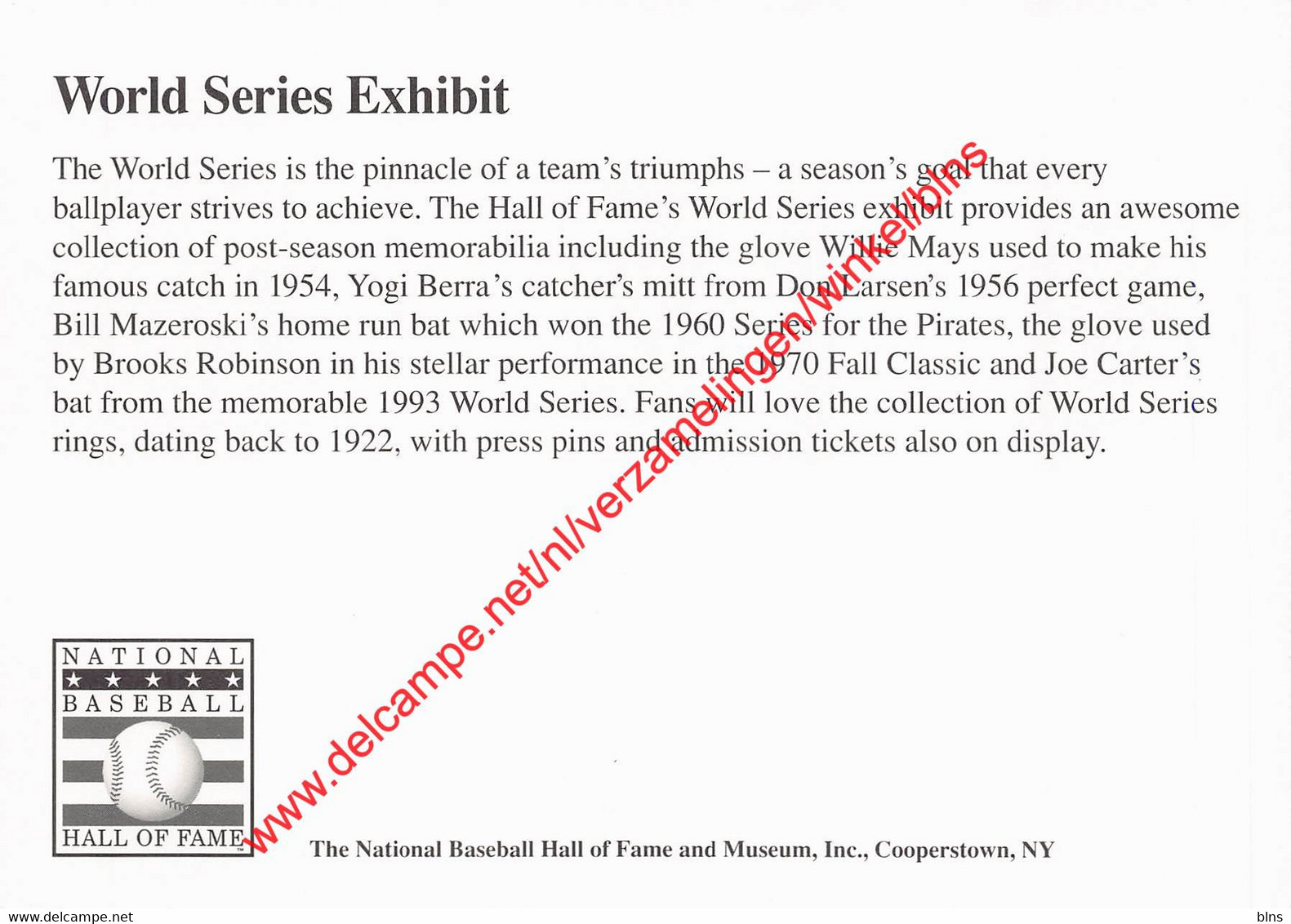 World Series Exhibit - The National Baseball Hall Of Fame And Museum - Cooperstown New York - Baseball