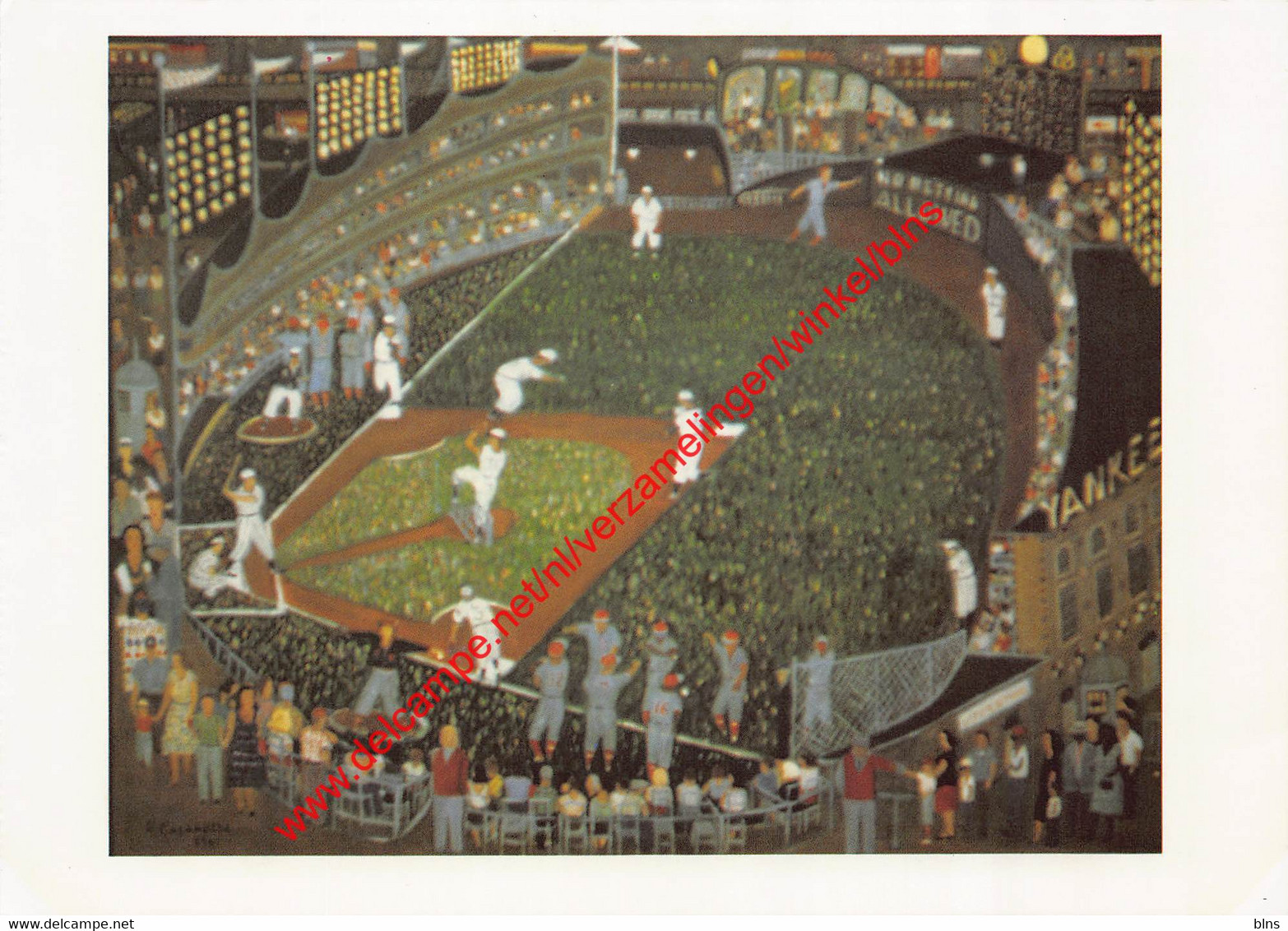 Night Game Ball Park - 1967 - Ralph Fasanella - Baseball Art - Honkbal