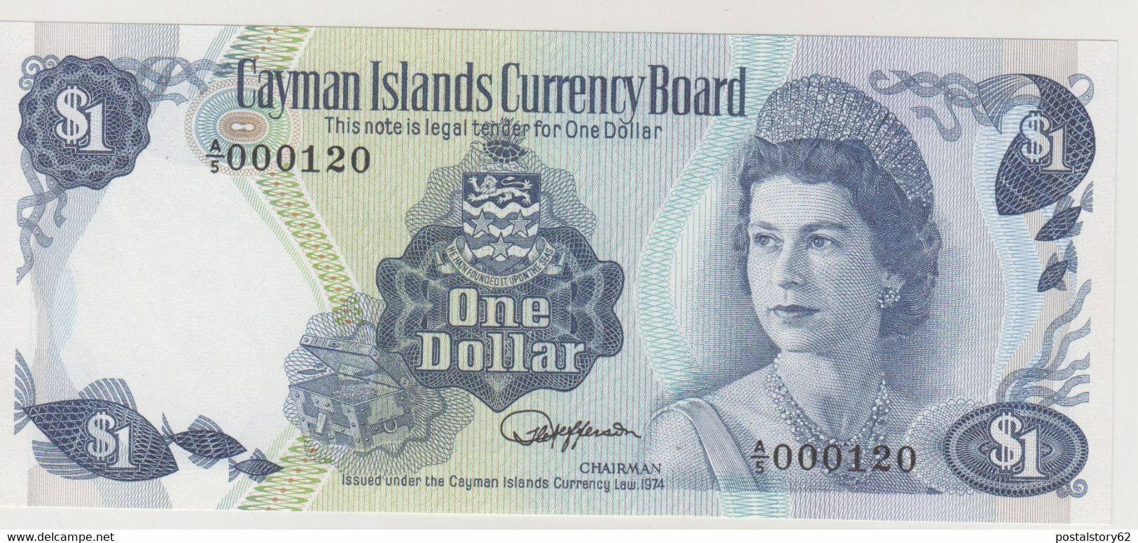 Cayman Islands Banconota Da 1 Dollar L.1974 ( 1985 ) Pick 5 D Unc./fds - Kaaimaneilanden