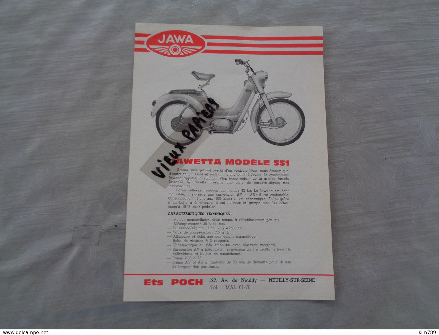 Publicité " Jawa  " - Motos - Scooteurs - Cyclos - Vélomoteurs - Locomotion - Dépliant - Affichette - Réf.84. - Motos