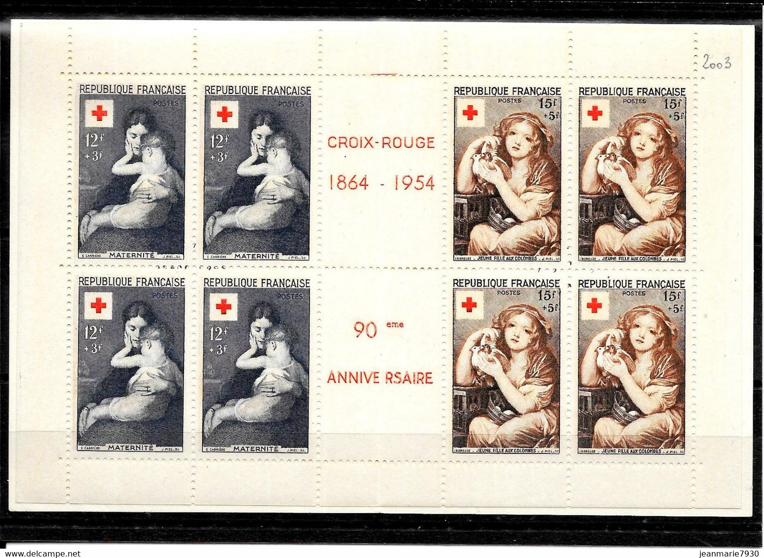 H50 - CARNET CROIX ROUGE N° 2003 DE 1954 NEUF** - Croix Rouge