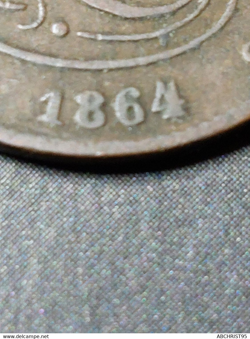 TRES RARE. 2 CENT 1864 AVEC 4/1 - 2 Cent