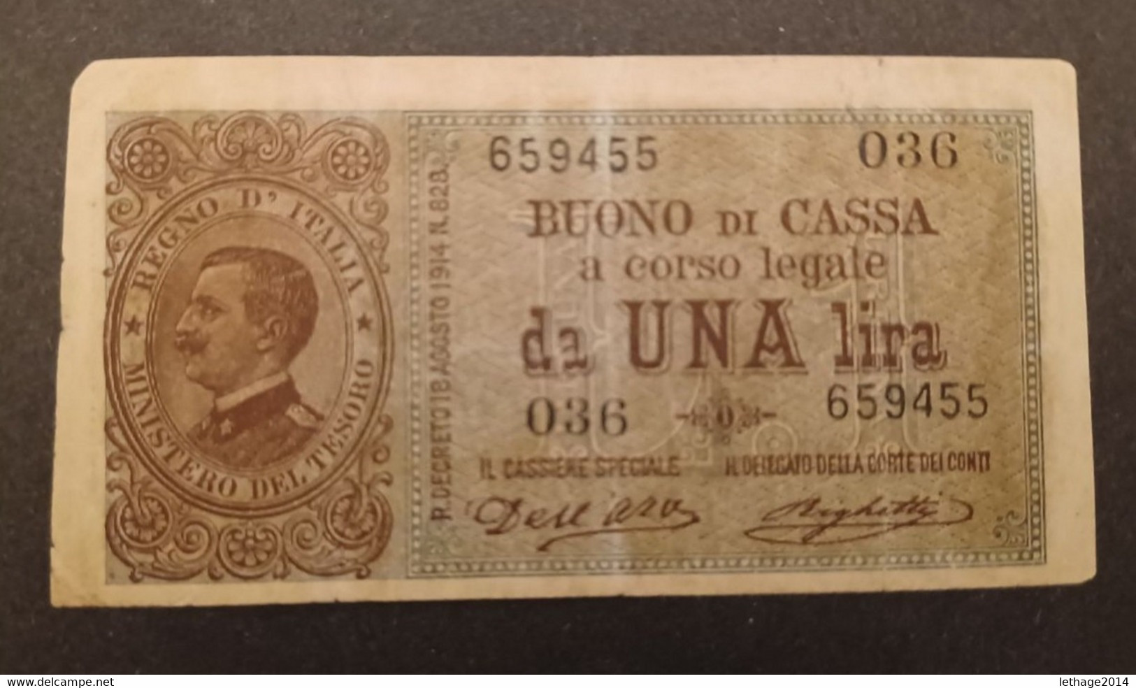 BANCONOTA ITALIA REGNO VENEZIA GIULIA VENEZIA TRIDENTINA VITTORIO 1914 EMANUELE BIGLIETTO DI STATO 1 LIRA - Regno D'Italia – 1 Lira