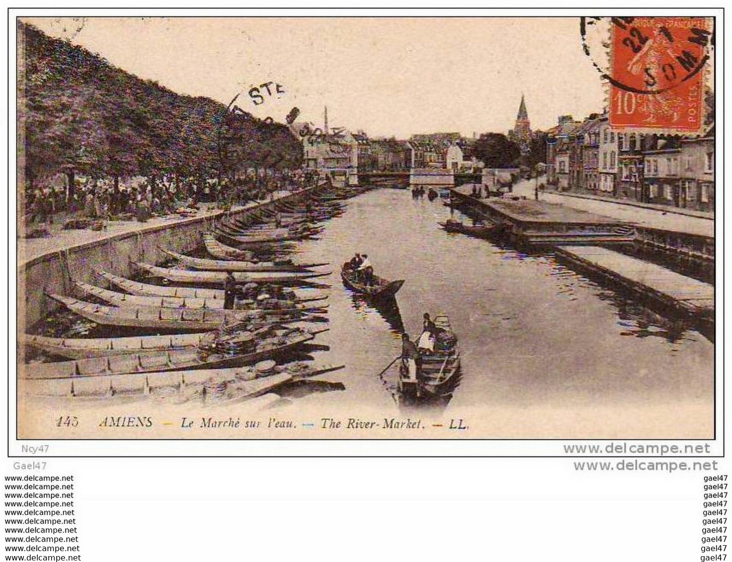 Cpa   (   Dep 80  )   à   AMIENS   "  Le Marché Sur L'eau "  1907 - Marktplaatsen