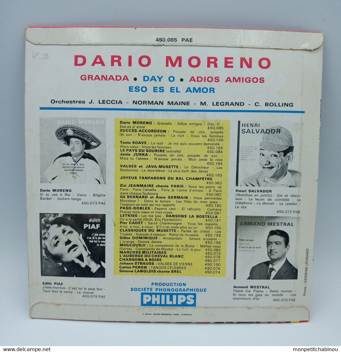 45T DARIO MORENO : Granada - Sonstige - Spanische Musik