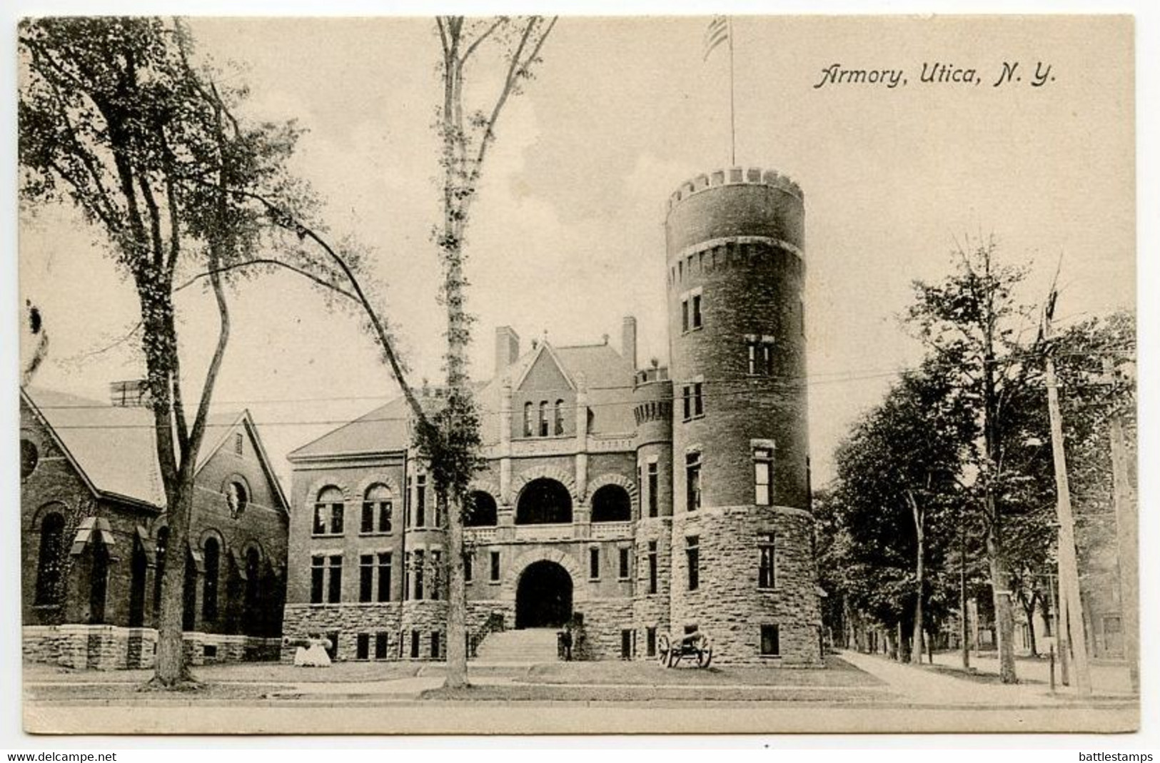 United States 1969 Postcard Utica, New York - Armory; New York & Chicago RPO E.D. Postmark - Utica