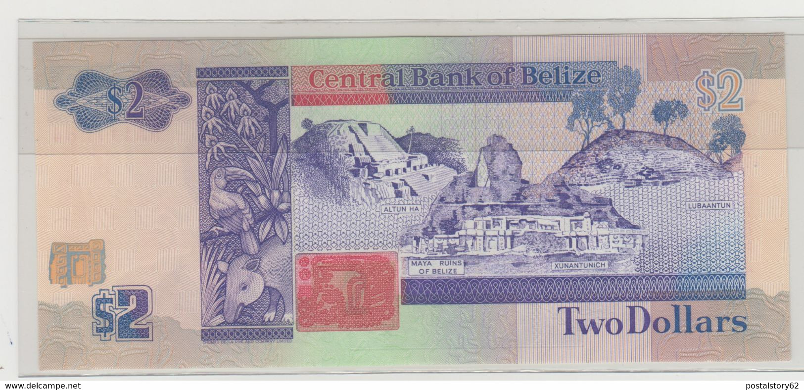 Central Bank Of Belize, Banconota Da Two Dollars  01- 05 - 1990 Pick 52 A  Unc./ Fds - Belize