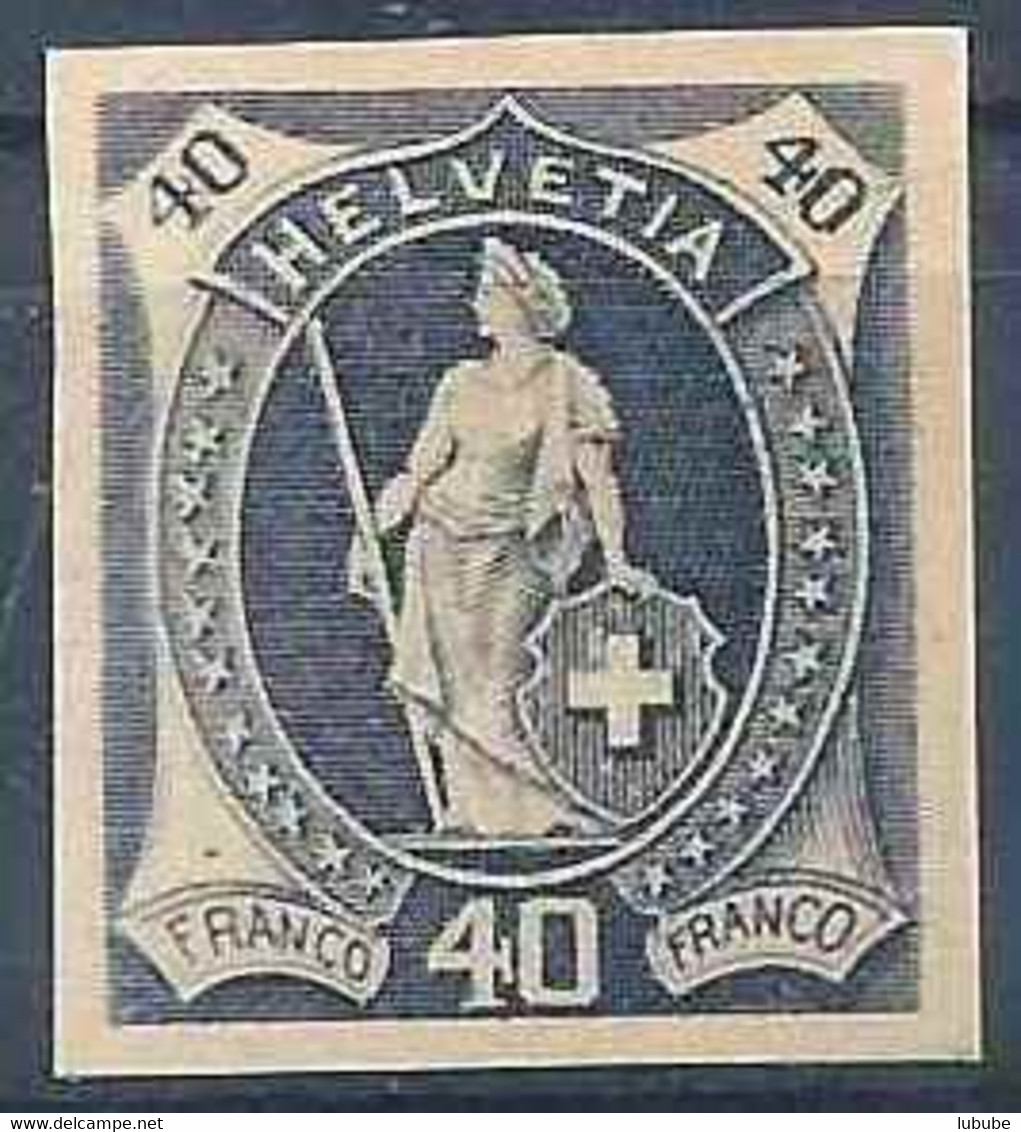 Stehende Helvetia, 40 Rp.stahlblau  (Versuchsdruck)      Ca. 1900 - Unused Stamps