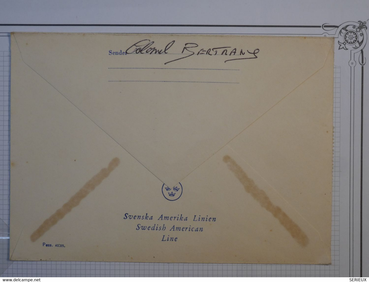 BN8 SUEDE BELLE LETTRE   1955 WORLD CRUISE .SWEDISH AMERICAN LINE .KUNGSHOLM +AFFRANCH. PLAISANT - Briefe U. Dokumente