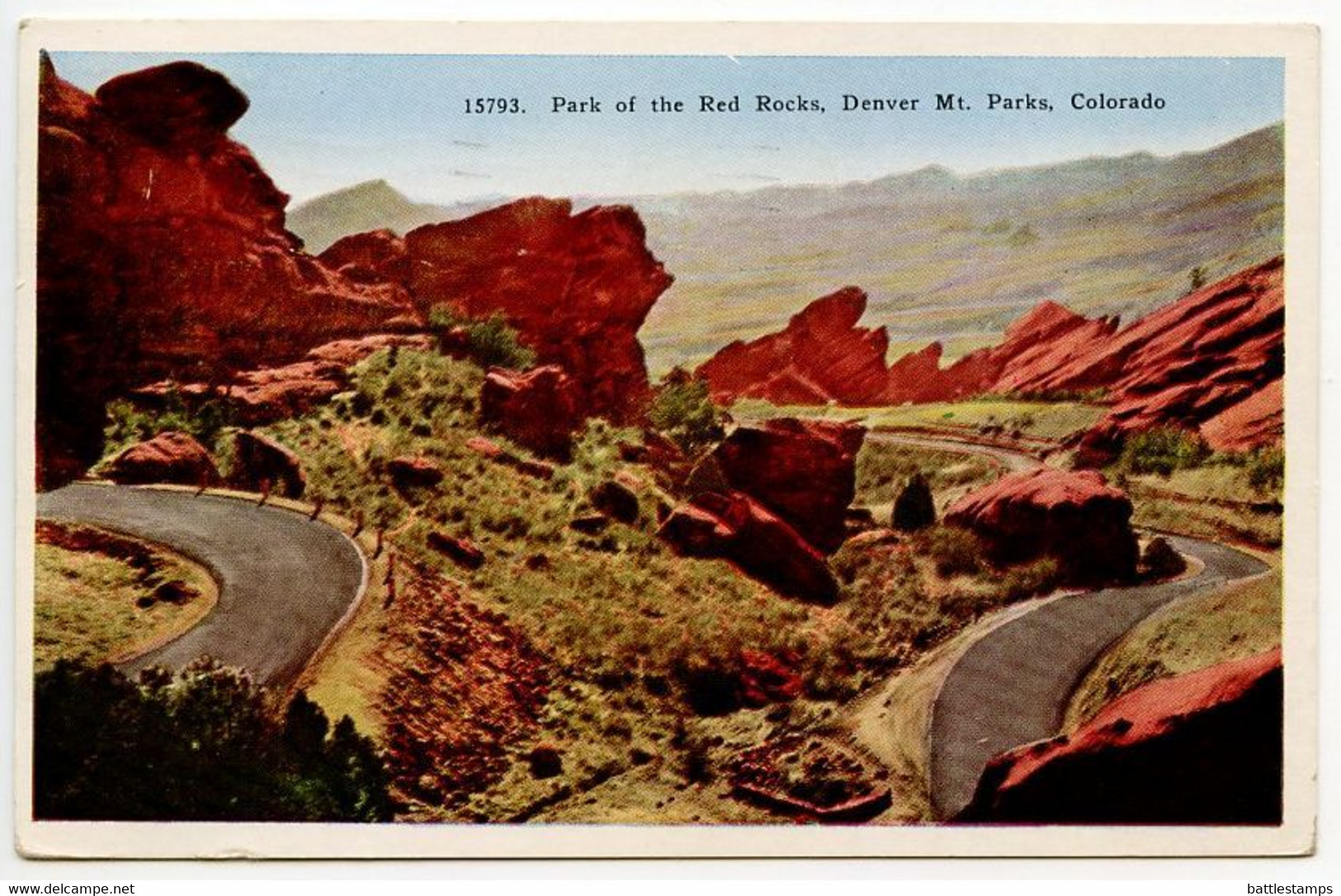 United States 1938 Postcard Denver, Colorado - Park Of The Red Rocks; Denver, Colorado Terminal RPO Postmark - Denver