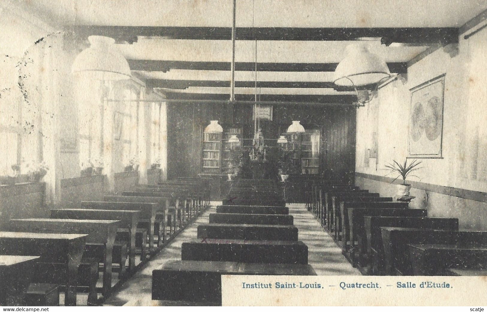 Quatrecht.   -   Institut Saint-Louis   -   Salle D'Etude.   -   1911   Gent   Naar   Mariakerke - Wetteren