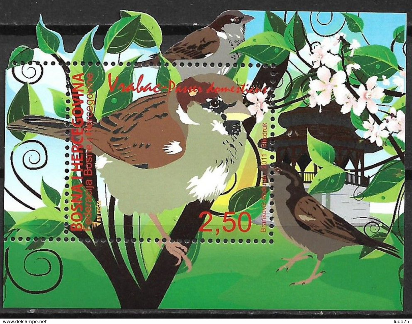 BOSNIE BOSNIA BOSNIEN BIRDS OISEAU VOGEL 2011 Bloc/sheetlet/Block Neuf/mint/ungestemp. - Sparrows