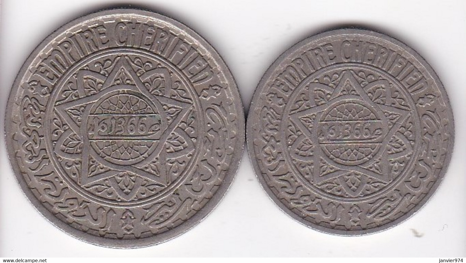 Maroc 10 Francs Et 20 Francs 1366 / 1947 Mohammed V, Cupronickel - Marokko