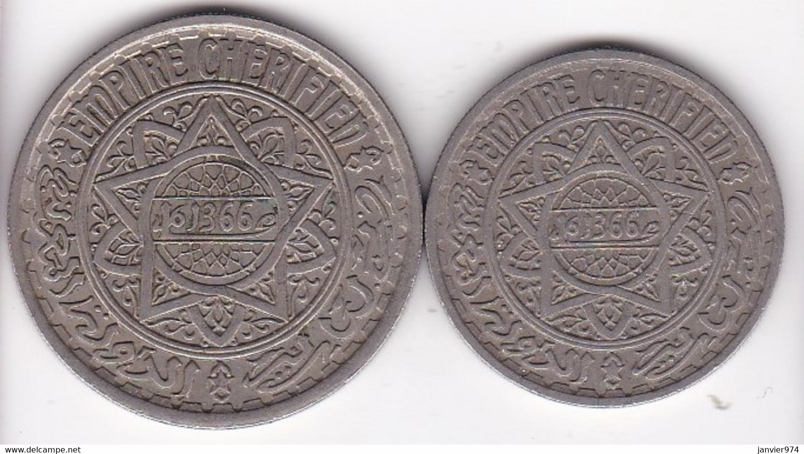 Maroc 10 Francs Et 20 Francs 1366 / 1947 Mohammed V, Cupronickel - Maroc