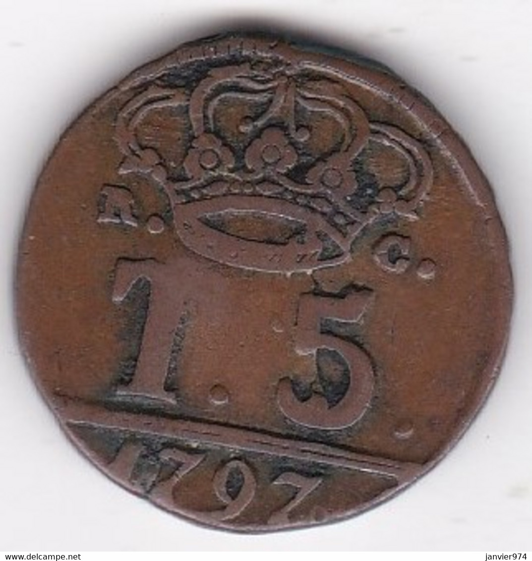 Royaume De Naples 5 Tornesi 1797 P./ R.C. Fernando IV, En Cuivre , KM# 222 - Napoli & Sicilia