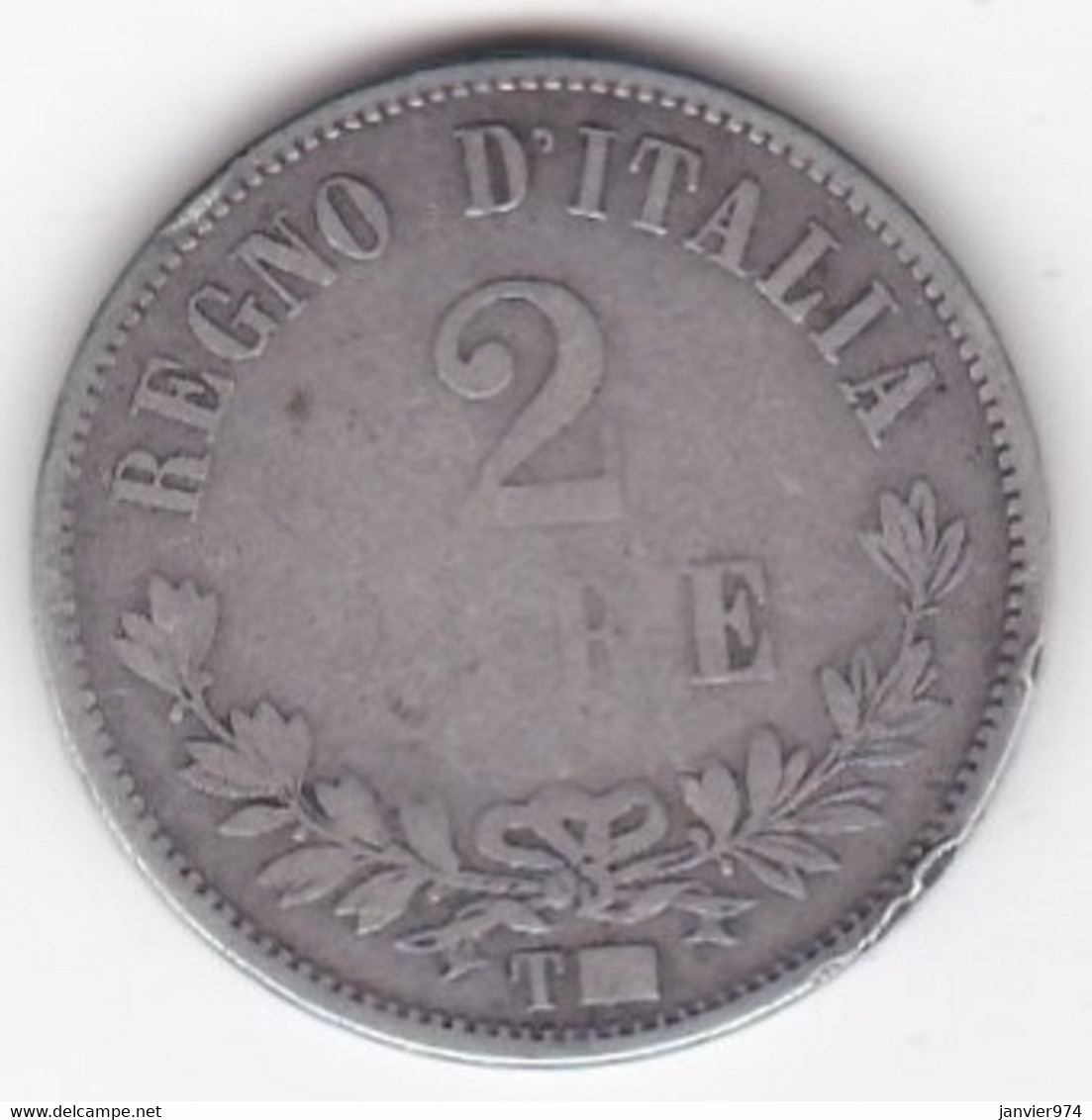 Italie 2 Lire Valore 1863 T Turin, Vittorio Emanuele II , En Argent , KM# 6a - 1861-1878 : Victor Emmanuel II.