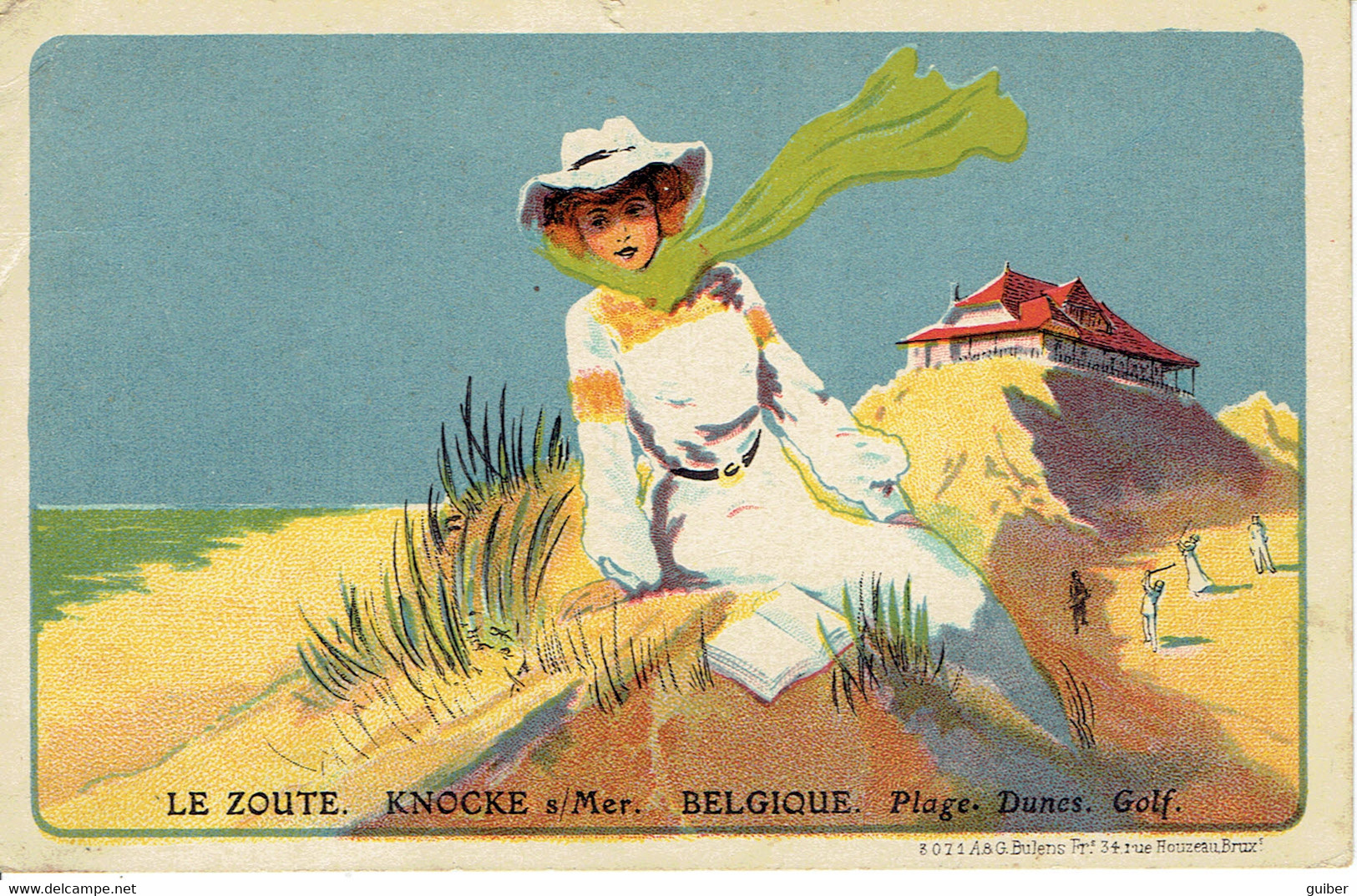 Le Zoute Knocke Affiche De Gustave Flasschoen Plages Dunes Golf - Knokke