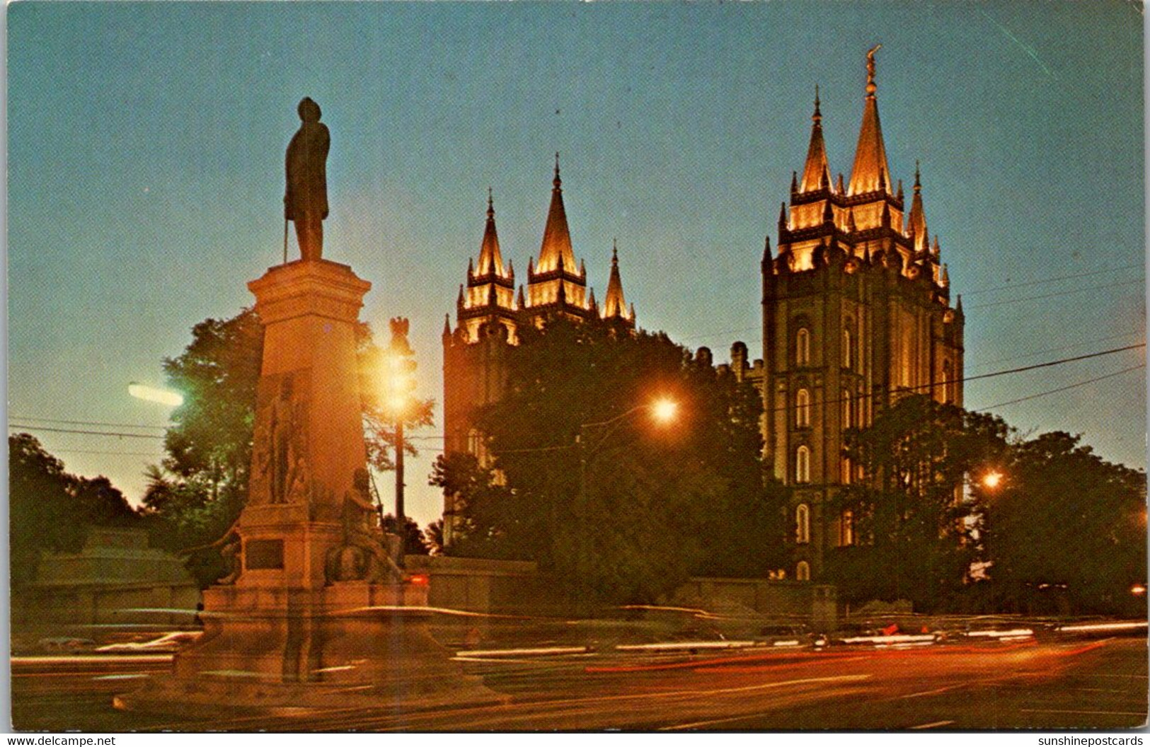 Utah Salt Lake City Mormon Temple And Pioneer Monument At Night - Salt Lake City