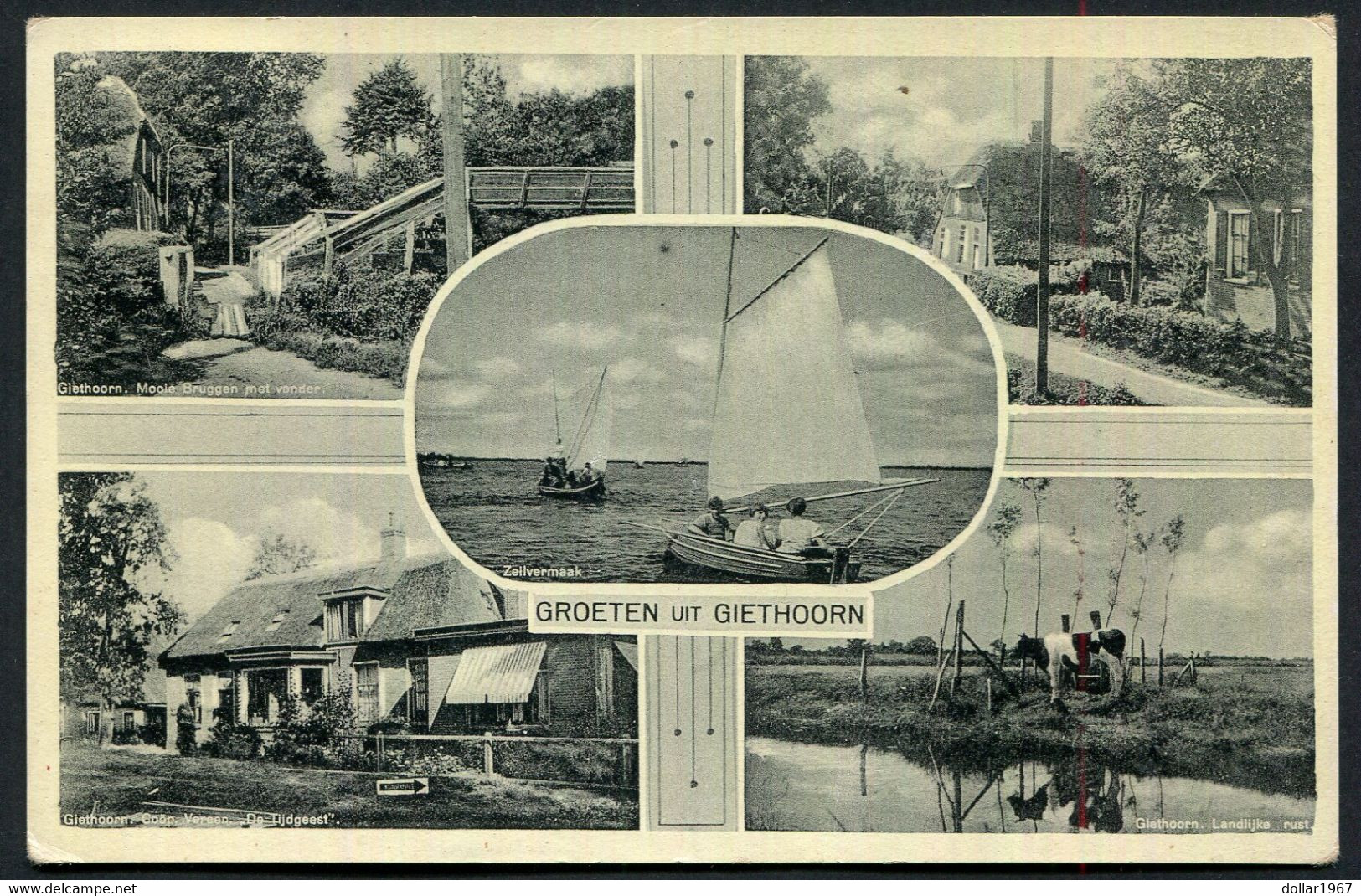 Groeten Uit Giethoorn   -  USED * 23-7-1942 *   - 2 Scans For Condition.(Originalscan !!) - Giethoorn