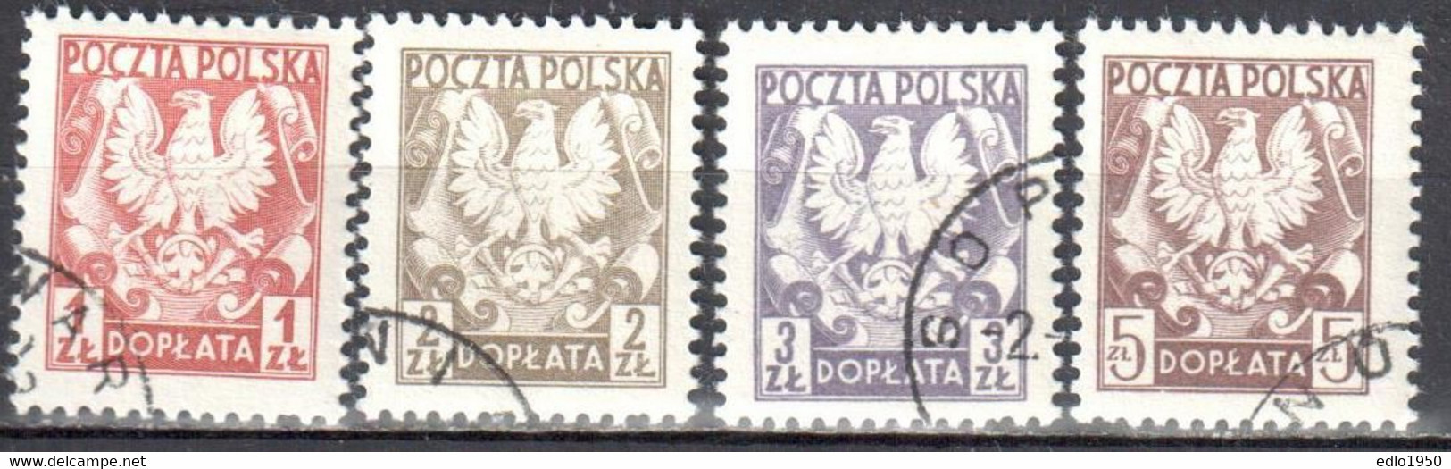 Poland 1980 - Postage Due - Mi.165-68 - Used - Segnatasse