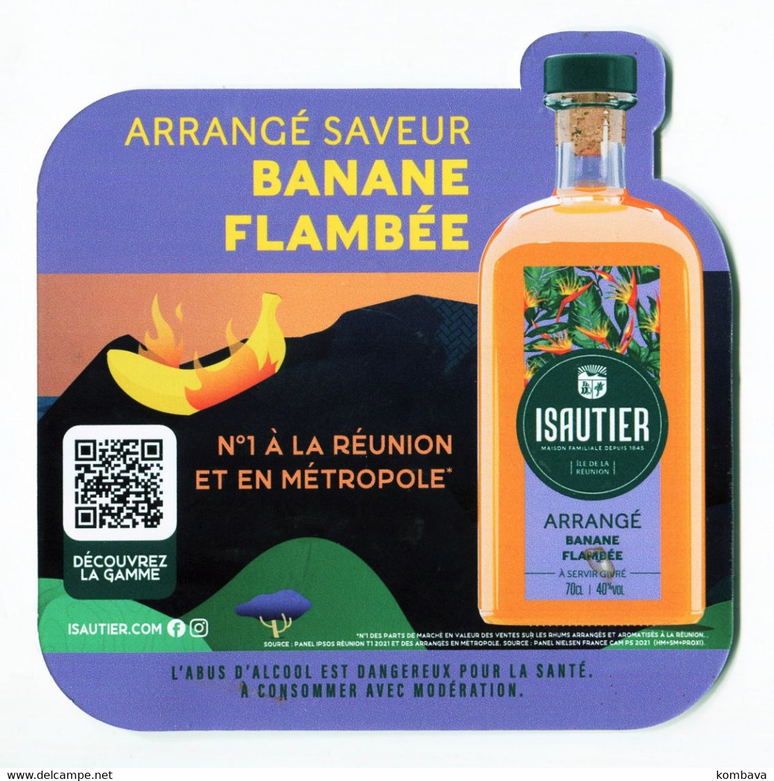 LA REUNION - Balise De Produit / Gondole RHUM Arrangé Banane Flambée ISAUTIER (Obj Div Balise Banane Flambée - Manifesti