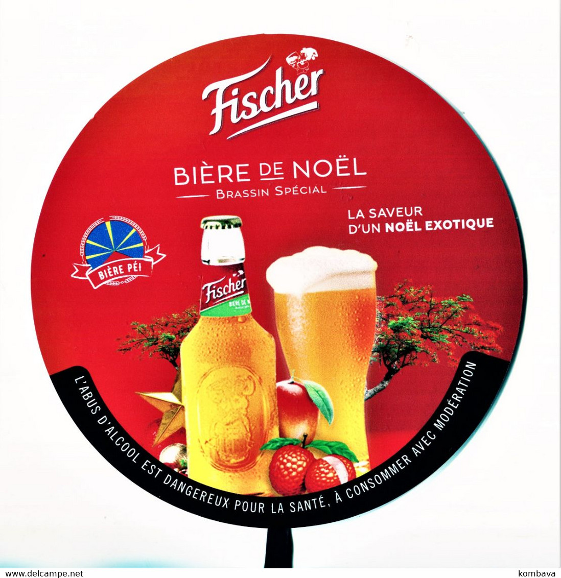 LA REUNION - Balise De Produit (plastique) / Bière FISCHER  De NOEL (Réunion) Imp Recto & Verso (Obj Div Fischer Noel) - Poster & Plakate