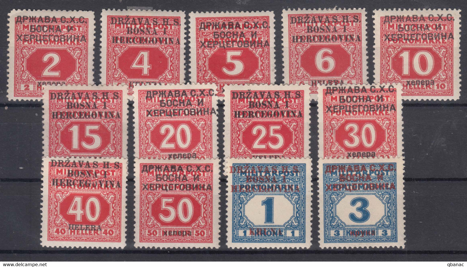 Yugoslavia, Kingdom SHS, Issues For Bosnia 1918 Porto Mi#1-13 Mint Hinged - Nuovi