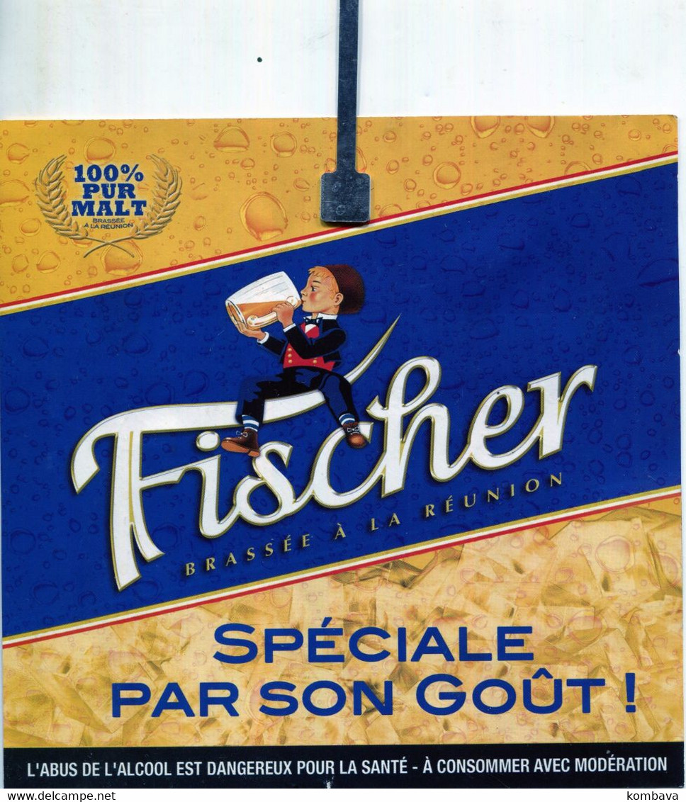 RARE - Ile De LA REUNION - Balise De Produit / Bière FISCHER  (Réunion) Imp Recto & Verso (obj Div Balise Fischer Carré) - Affiches