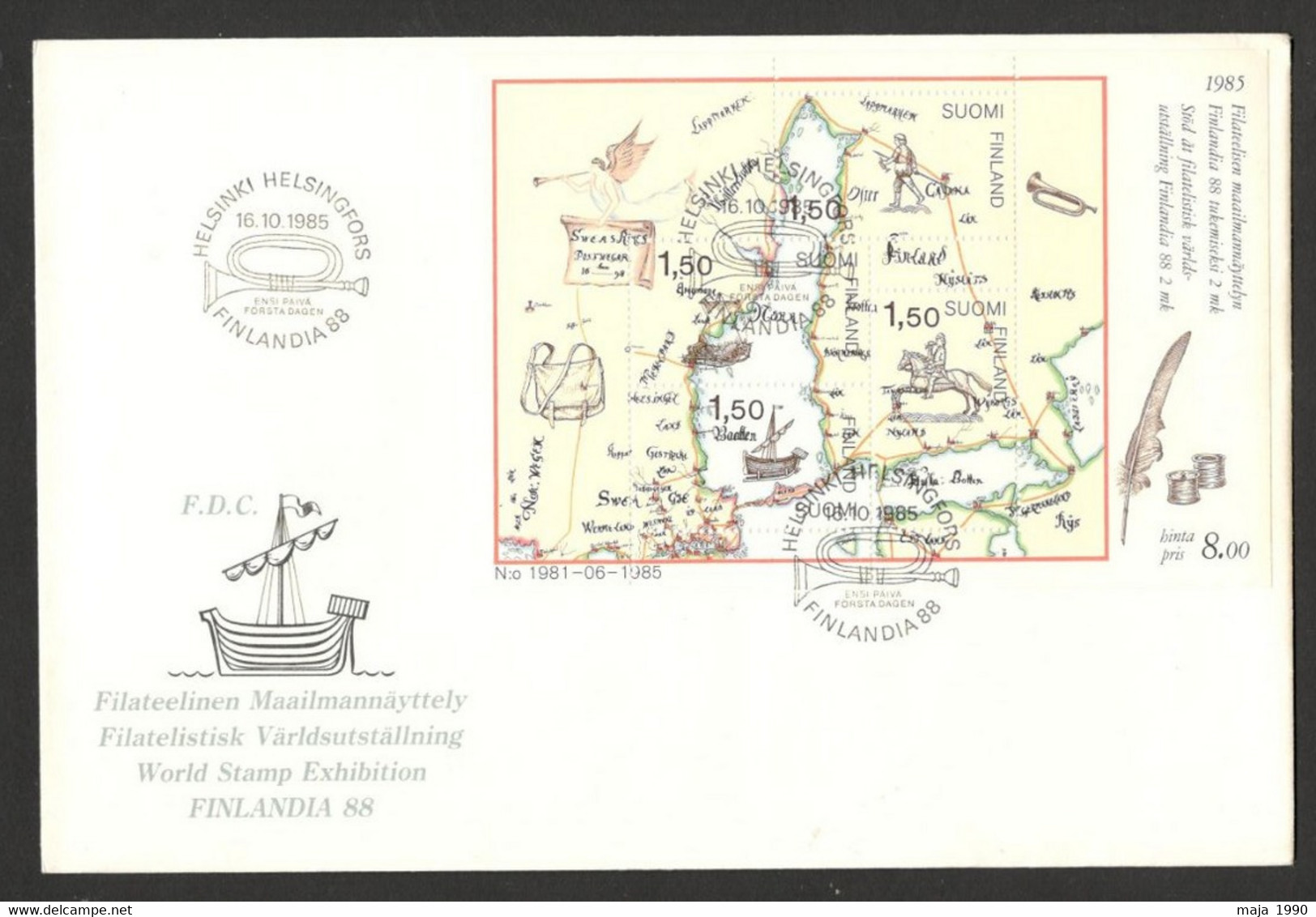 FINLAND - FDC WORLD STAMPS EXHIBITION "FINLANDIA" 1988. - Altri & Non Classificati