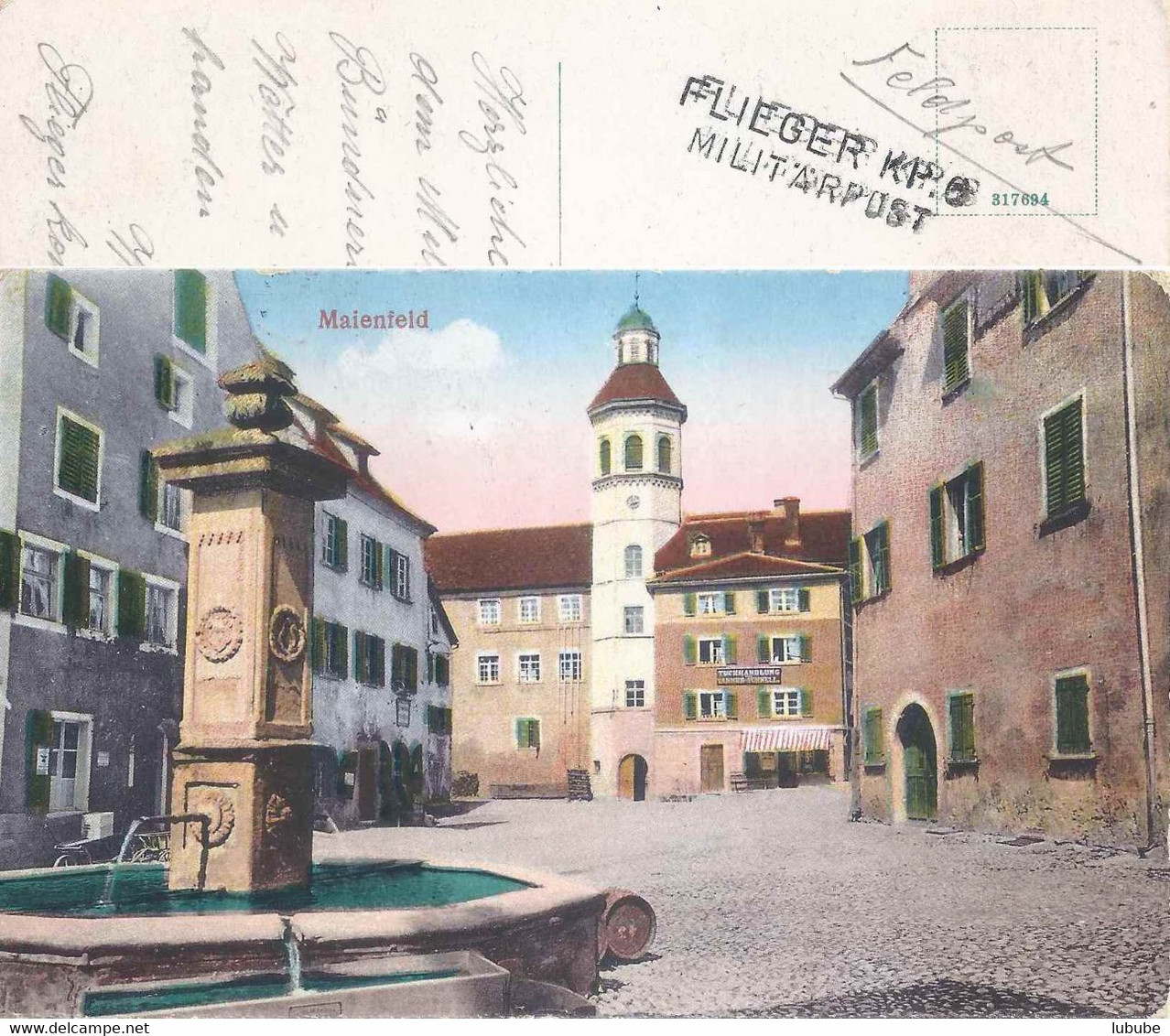 Maienfeld - Dorfplatz Mit Brunnen  (Flieger Kp.6 Militärpost)      1926 - Maienfeld