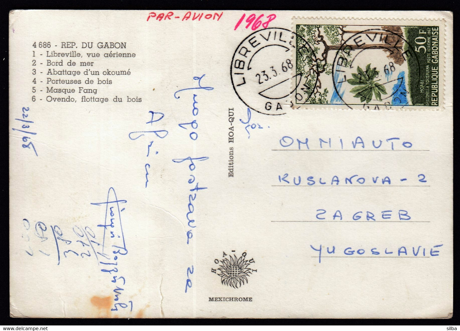 Gabon 1968 / Libreville, Bord, Abattage, Porteuses, Masque Fang, Ovendo, Timber Carriers, Fang Mask, Timber Floating - Gabon