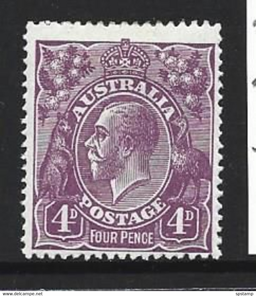 Australia 1918 - 1923 4d Violet KGV Definitive Fine Mint , Small Clean HR - Mint Stamps