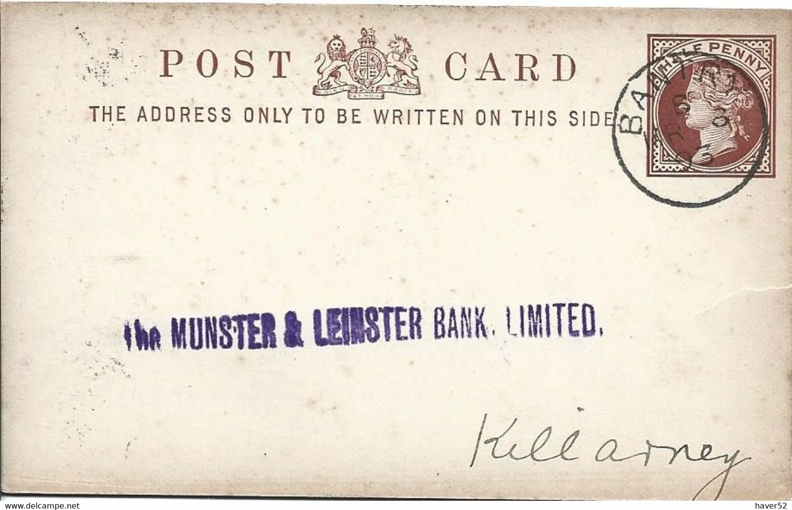 QV Postal Card 1893 With Bantry  To Killarney - Préphilatélie