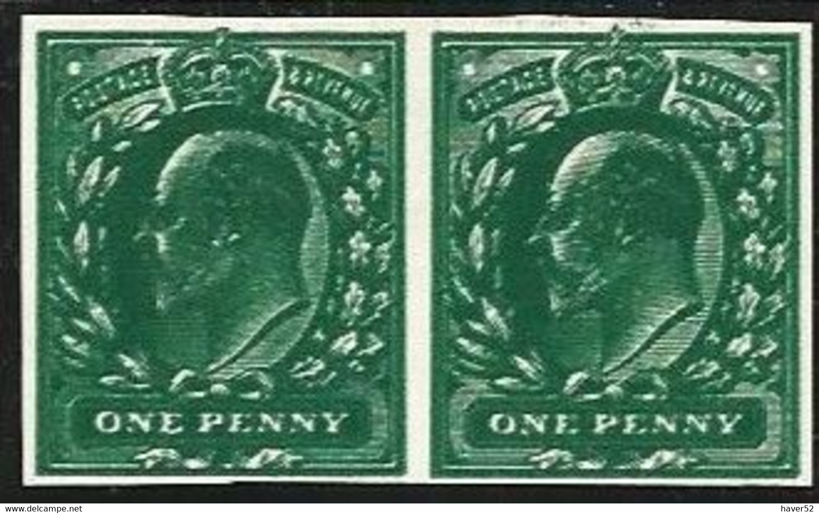 1d SG 219 IMPERF PLATE PROOF IN 'DEEP GREEN' With DOUBLE IMPRESSION - Ongebruikt