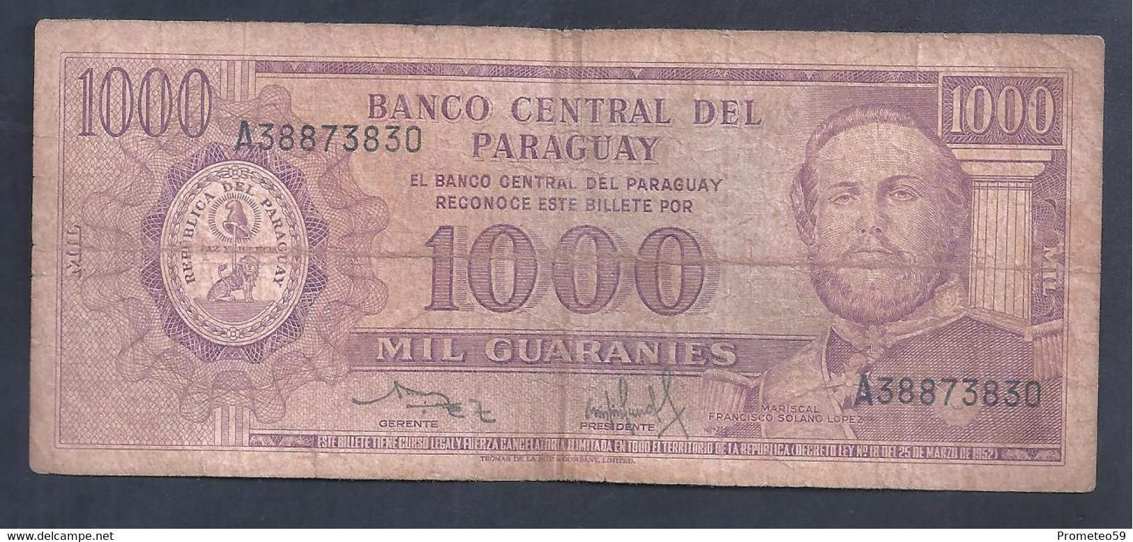 Paraguay – Billete Banknote De 1000 Guaraníes – Ley De 1995 – Serie A – Año 1995 - Paraguay