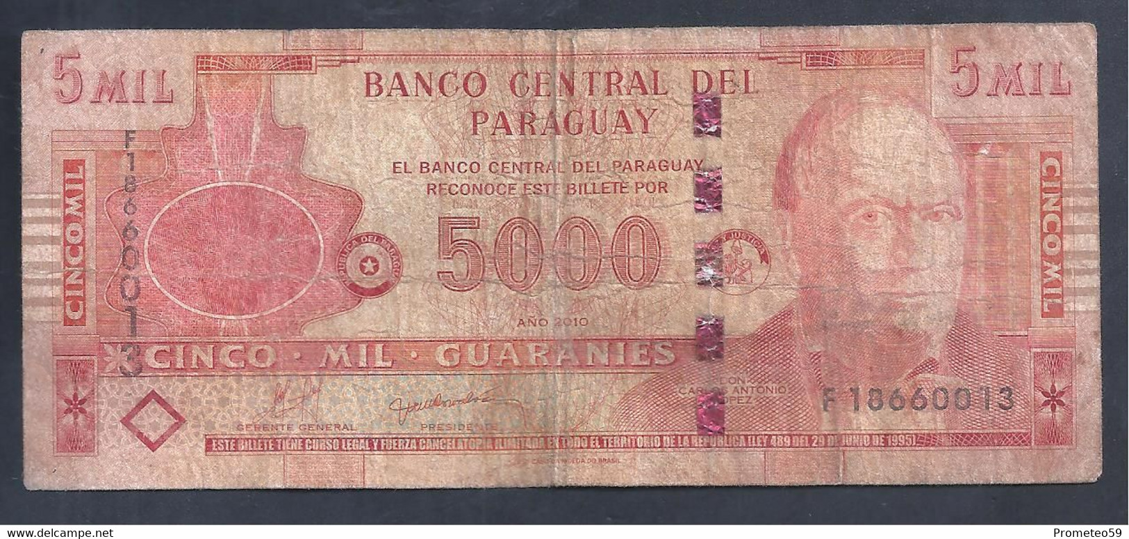 Paraguay – Billete Banknote De 5.000 Guaraníes – Ley De 1995 – Serie F – Año 2010 - Paraguay