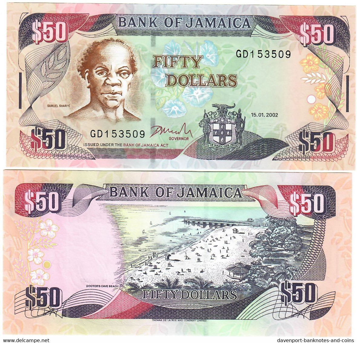 Jamaica 50 Dollars 2002 UNC - Jamaique