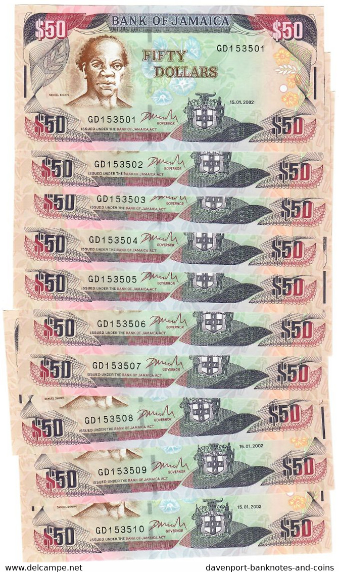 Jamaica 10x 50 Dollars 2002 UNC - Jamaique