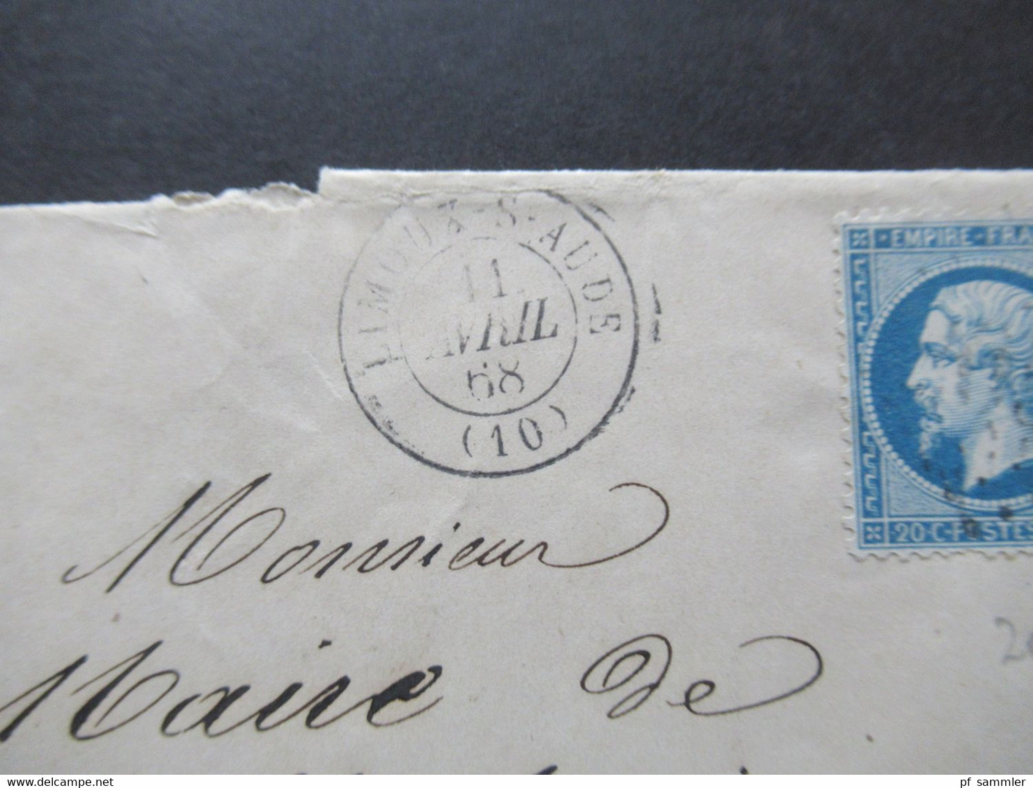 Frankreich Klassik 1868 Napoléon III. EF Losange GC Und K2 Alimouz S Aude Rückseitg 5 Weitere Stempel!! Bahnpost - 1849-1876: Periodo Clásico