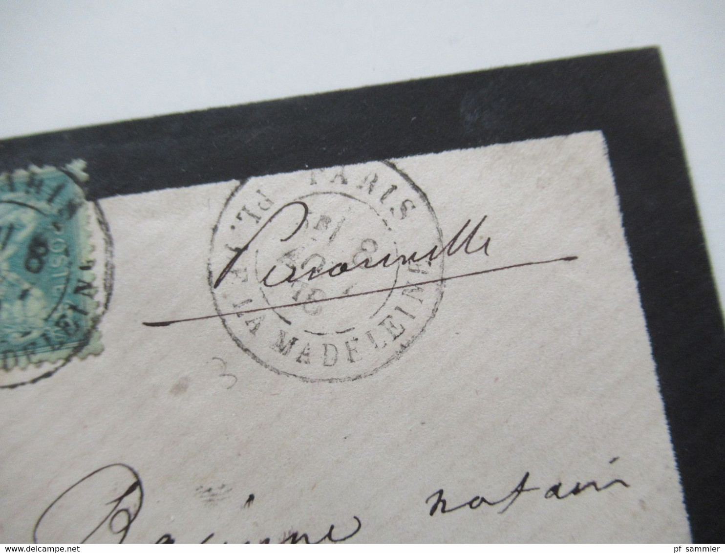 Frankreich 1878 Sage MiF Auf Kleinem Trauerumschlag Insgesamt 5 Stempel - 1877-1920: Periodo Semi Moderno