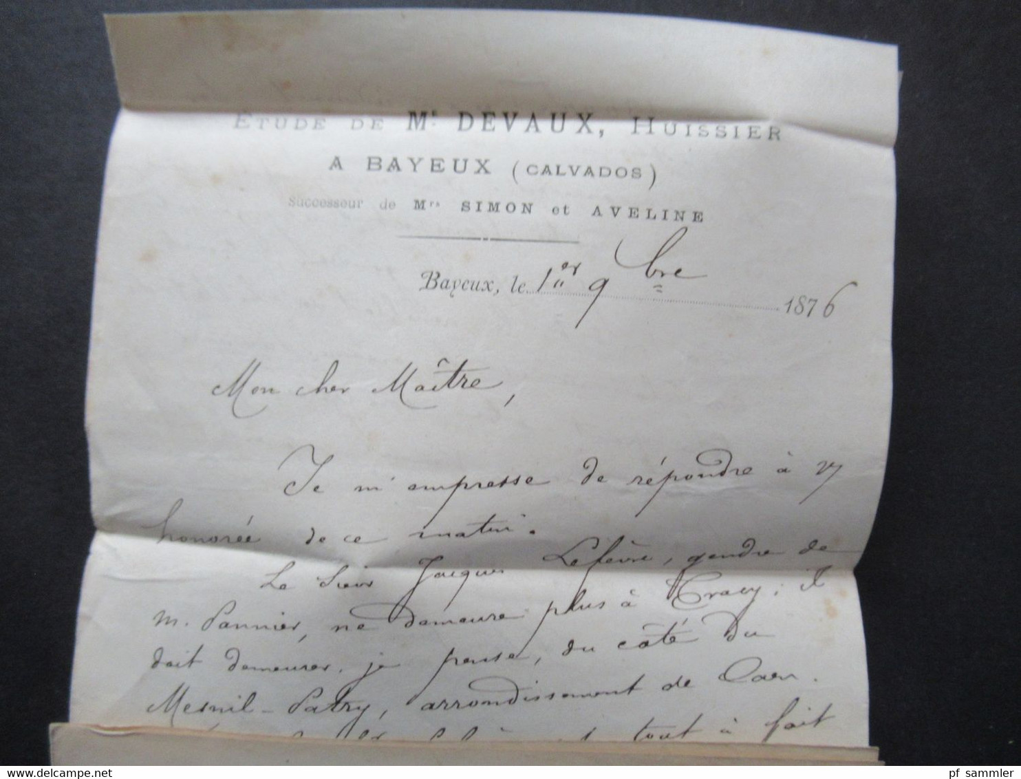 Frankreich 1878 Sage Nr.63 II (2) MeF Fernbrief Bayeux - Saint Lo Faltbrief mit Inhalt