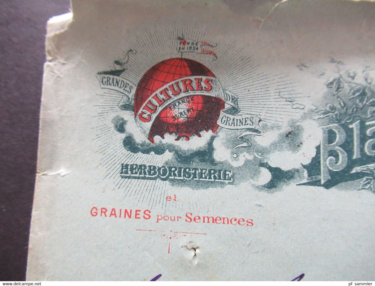 Frankreich 1899 Sage EF Dekorativer Firmenumschlag Blains Fils St Remy Herboristerie Graines Pour Semeces - 1877-1920: Periodo Semi Moderno