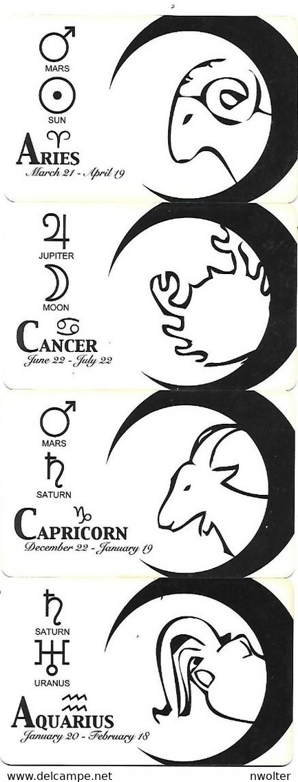 @+ Lot De 4 Cartes Demonstration Amagroup (pas Telecarte) - Theme Zodiaque : Cancer, Capricorne, Verseau, Bélier - Sternzeichen