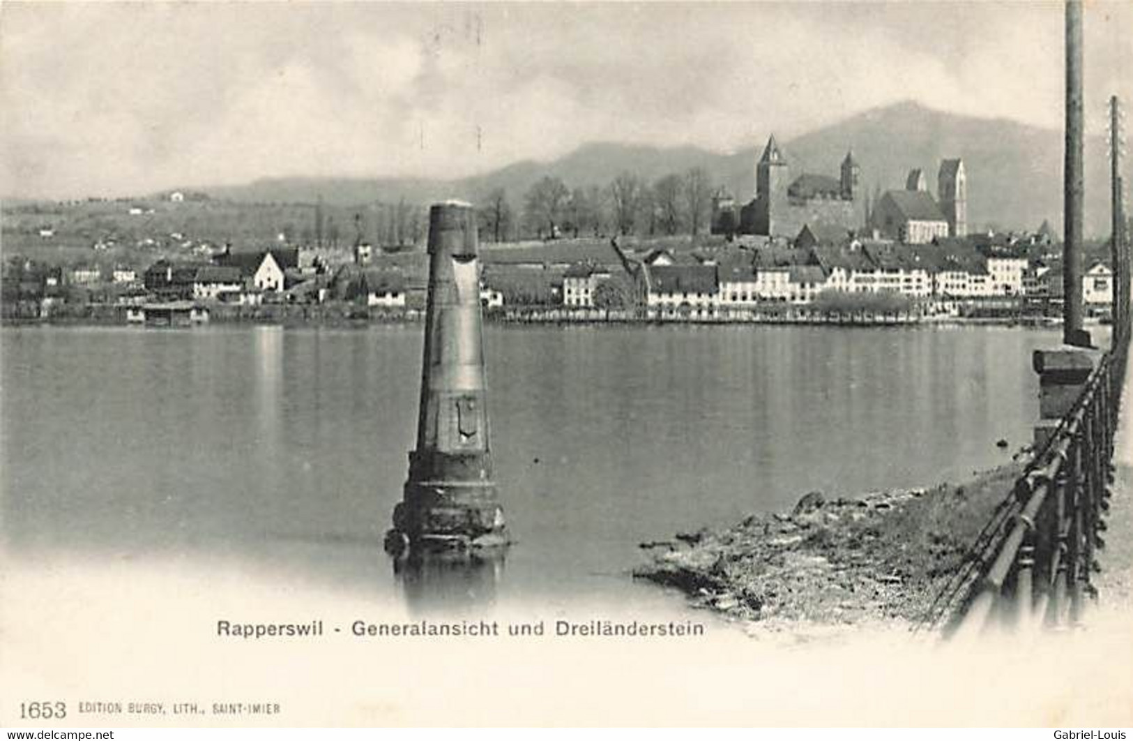 Rapperswyl Generalansicht Und Dreiländerstein Rapperswil 1903 - Rapperswil