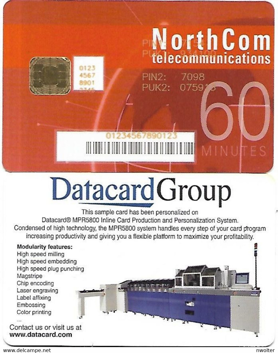 @+ Carte à Puce Démonstration - NorthCom Telecom 60Min (puce 4) - Datacard - Cartes De Salon Et Démonstration